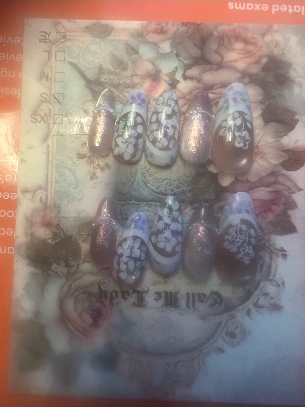 Hand made Floral Purple Ombre Press-On Nails